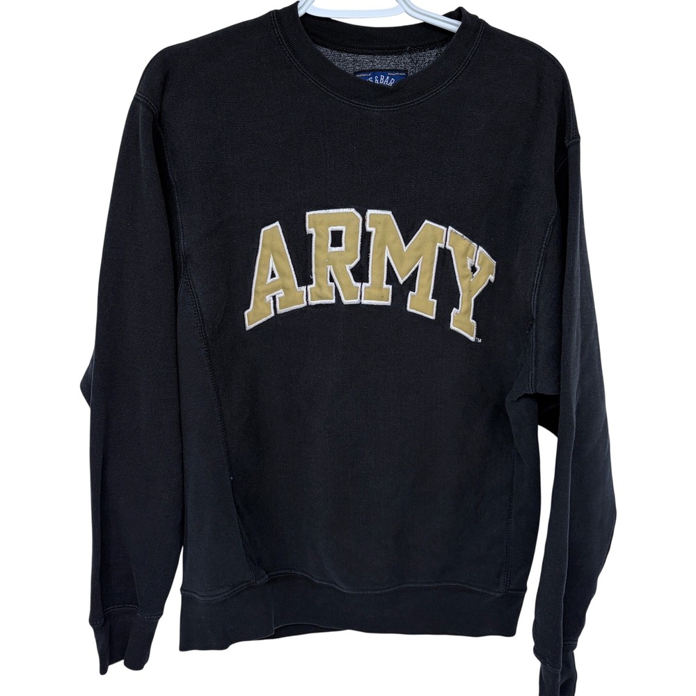 Steve & Barry's Army Crewneck Sweatshirt‎ Mens Small Black Embroidered College
